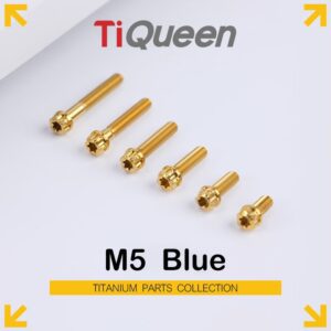 Ti Queen Regular Titanium Screws (Blue) M5 L06-95mm for Motorcycles and Bicycles/Car