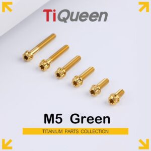 Ti Queen Regular Titanium Screws (Green) M5 L06-95mm for Motorcycles and Bicycles/Car